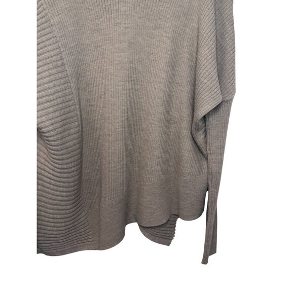 All Saints taupe Keld Olivo oversized V-neck asymmetrical sweater size L - Picture 10 of 14